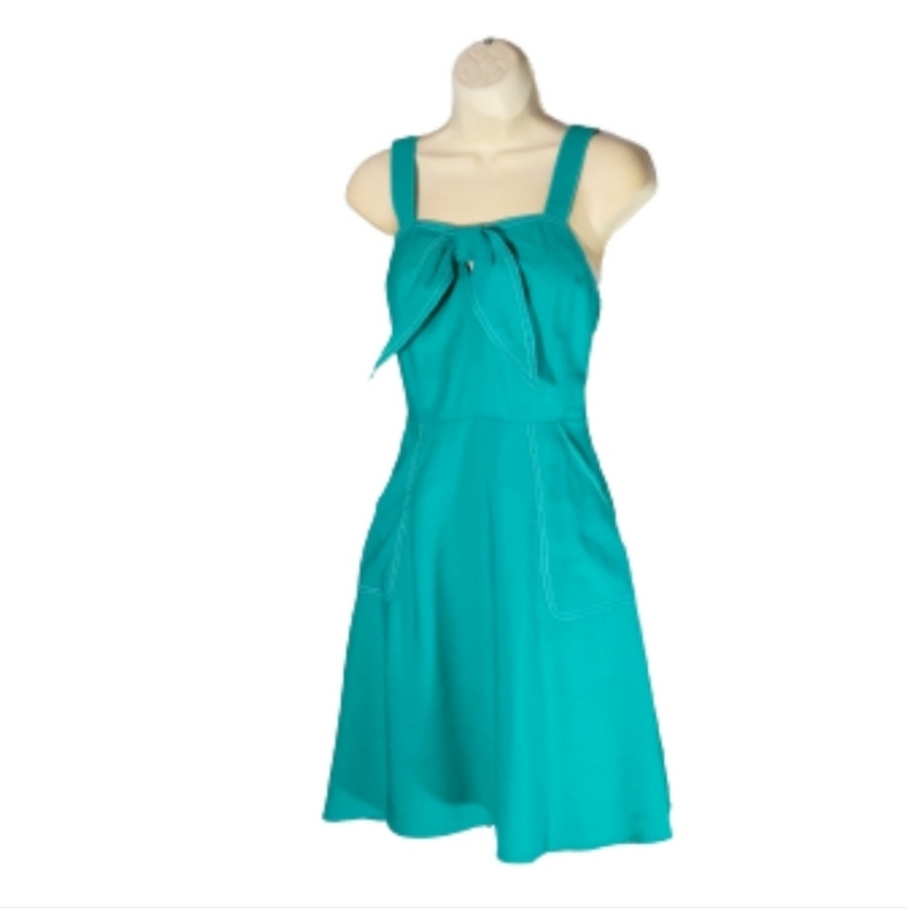 a new day Dress Pin Up Front Keyhole And Bow Sleeveless Summer Green Size XS